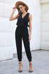 Deep V-Neck Sleeveless Solid Jumpsuit